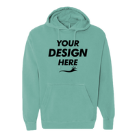 Comfort Colors Unisex Garment-Dyed Hooded Sweatshirt, Seafoam, Front view, Mockup
