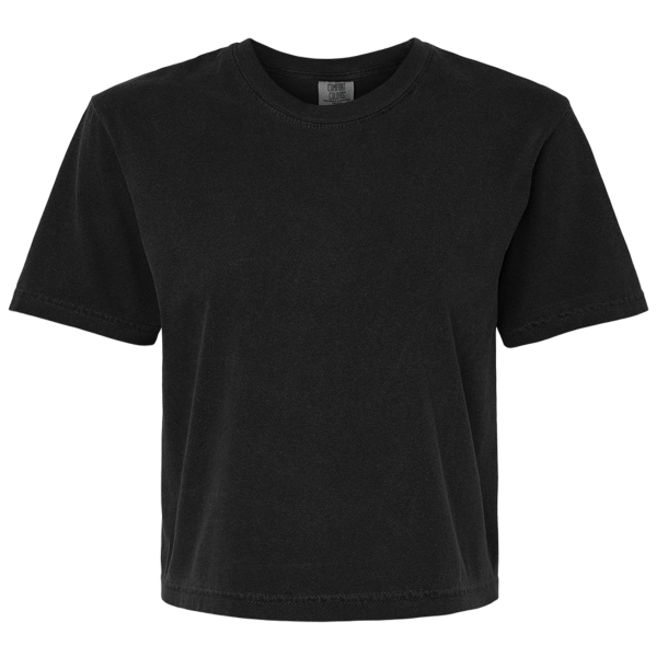 Comfort Colors Women's Garment-Dyed Heavyweight Boxy T-Shirt, Black, Front view