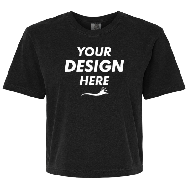 Comfort Colors Women's Garment-Dyed Heavyweight Boxy T-Shirt, Black, Front view, Mockup