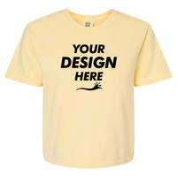 Comfort Colors Women's Garment-Dyed Heavyweight Boxy T-Shirt, Butter, Front view, Mockup