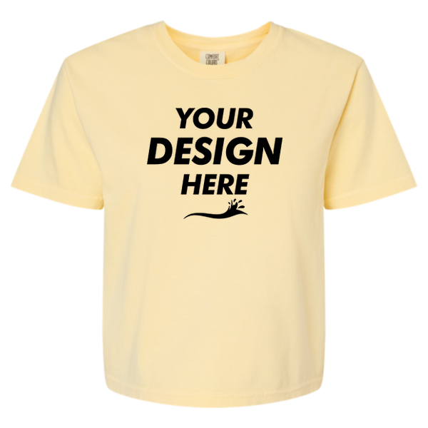 Comfort Colors Women's Garment-Dyed Heavyweight Boxy T-Shirt, Butter, Front view, Mockup