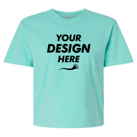 Comfort Colors Women's Garment-Dyed Heavyweight Boxy T-Shirt, Chalky Mint, Front view, Mockup