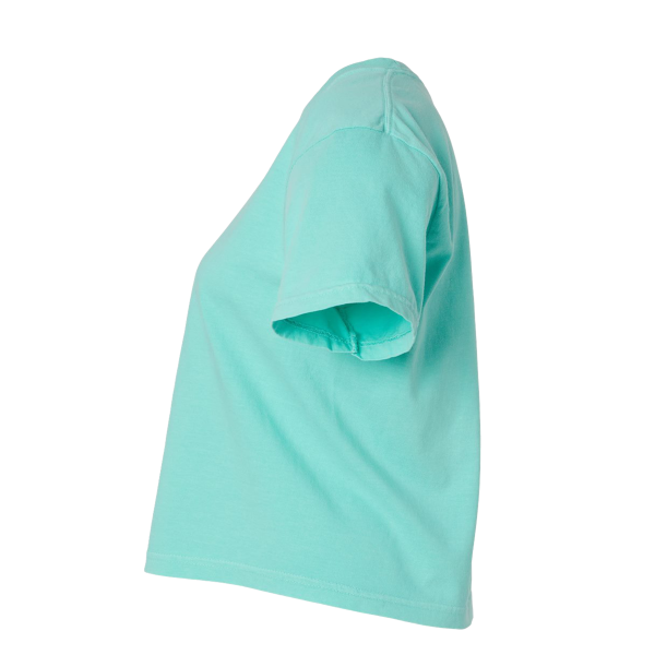 Comfort Colors Women's Garment-Dyed Heavyweight Boxy T-Shirt, Chalky Mint, Left Sleeve view