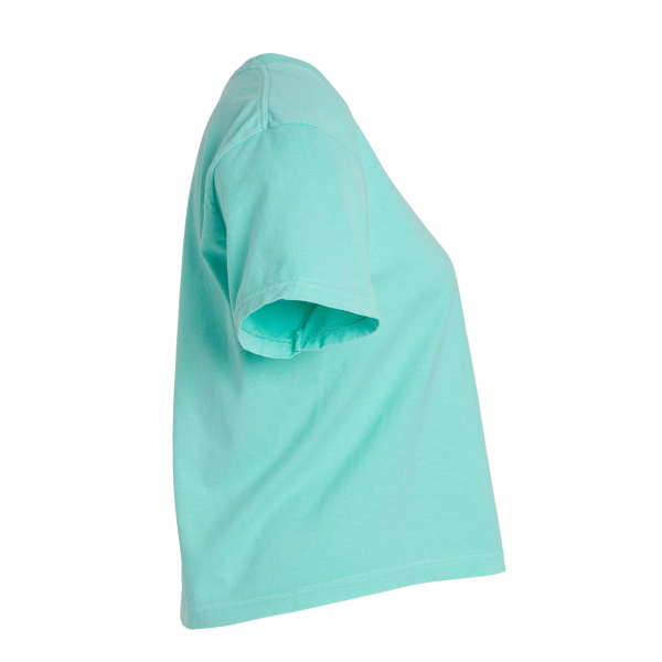 Comfort Colors Women's Garment-Dyed Heavyweight Boxy T-Shirt, Chalky Mint, Right Sleeve view