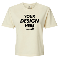 Comfort Colors Women's Garment-Dyed Heavyweight Boxy T-Shirt, Ivory, Front view, Mockup