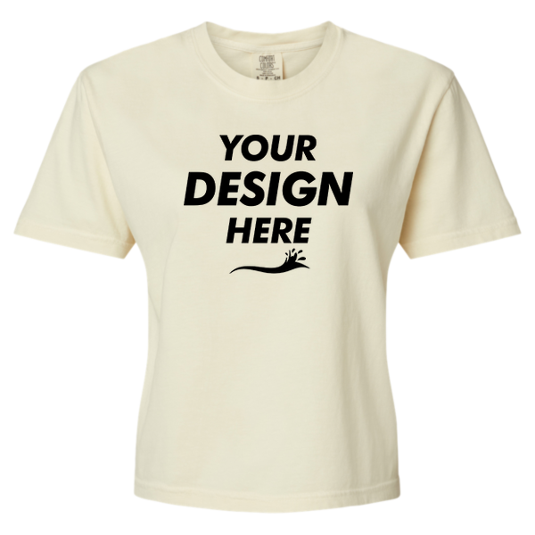 Comfort Colors Women's Garment-Dyed Heavyweight Boxy T-Shirt, Ivory, Front view, Mockup