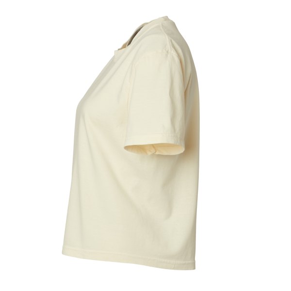 Comfort Colors Women's Garment-Dyed Heavyweight Boxy T-Shirt, Ivory, Left Sleeve view
