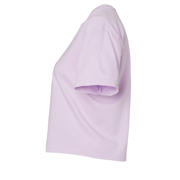 Comfort Colors Women's Garment-Dyed Heavyweight Boxy T-Shirt, Orchid, Left Sleeve view