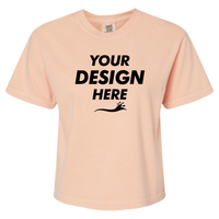 Comfort Colors Women's Garment-Dyed Heavyweight Boxy T-Shirt, Peachy, Front view, Mockup
