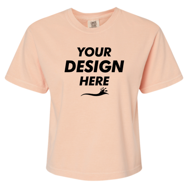 Comfort Colors Women's Garment-Dyed Heavyweight Boxy T-Shirt, Peachy, Front view, Mockup