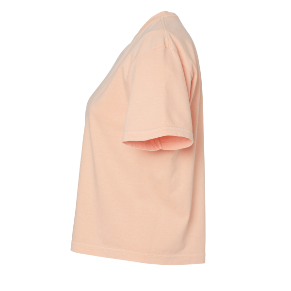 Comfort Colors Women's Garment-Dyed Heavyweight Boxy T-Shirt, Peachy, Left Sleeve view