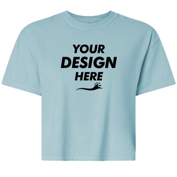 Comfort Colors Women's Garment-Dyed Heavyweight Boxy T-Shirt, Yankey Blue, Front view, Mockup