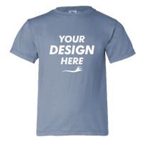 Comfort Colors Youth Garment-Dyed Heavyweight T-Shirt, Blue Jean, Front view, Mockup