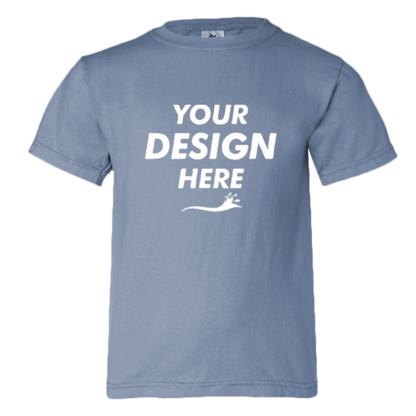 Comfort Colors Youth Garment-Dyed Heavyweight T-Shirt, Blue Jean, Front view, Mockup