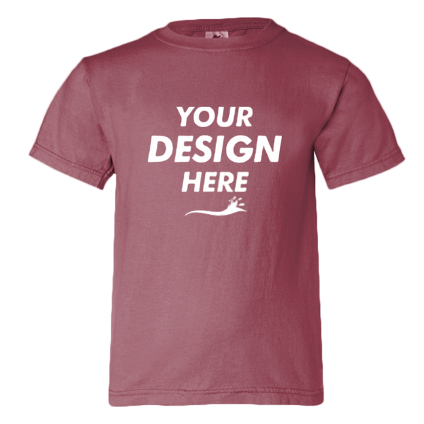 Comfort Colors Youth Garment-Dyed Heavyweight T-Shirt, Crimson, Front view, Mockup