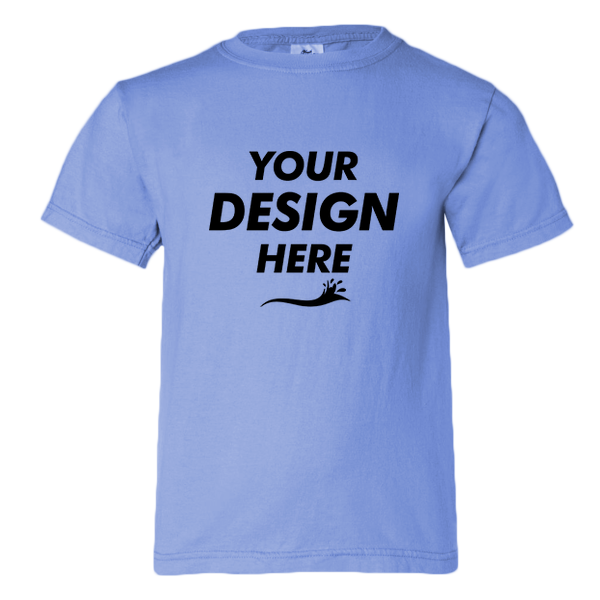 Comfort Colors Youth Garment-Dyed Heavyweight T-Shirt, Flo Blue, Front view, Mockup