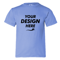 Comfort Colors Youth Garment-Dyed Heavyweight T-Shirt, Flo Blue, Front view, Mockup