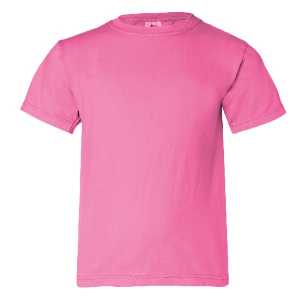 Comfort Colors Youth Garment-Dyed Heavyweight T-Shirt, Neon Pink, Front view