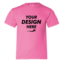 Comfort Colors Youth Garment-Dyed Heavyweight T-Shirt, Neon Pink, Front view, Mockup