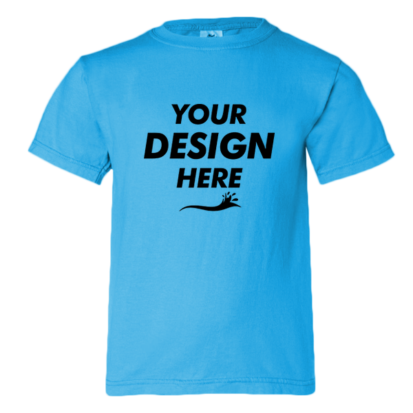 Comfort Colors Youth Garment-Dyed Heavyweight T-Shirt, Royal Caribe, Front view, Mockup