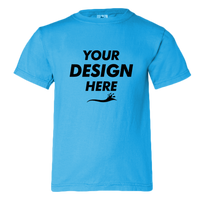 Comfort Colors Youth Garment-Dyed Heavyweight T-Shirt, Royal Caribe, Front view, Mockup