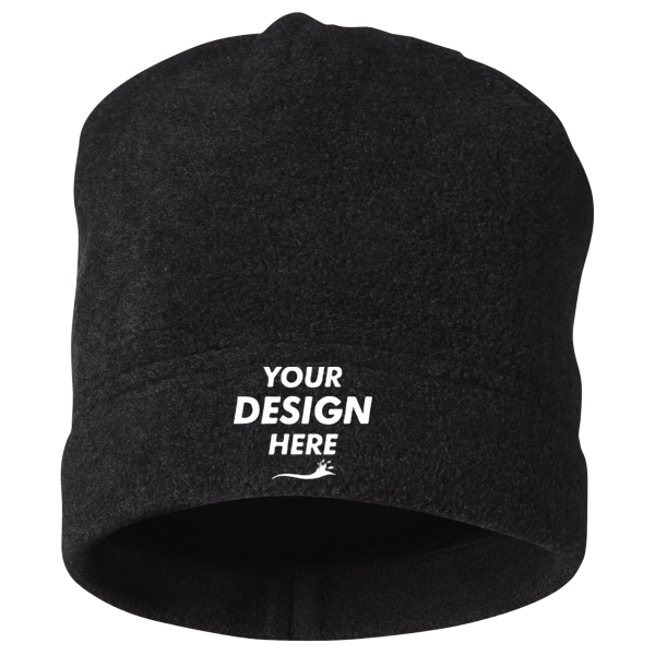 Core 365 Journey Fleece Beanie, Black, Front view, Mockup