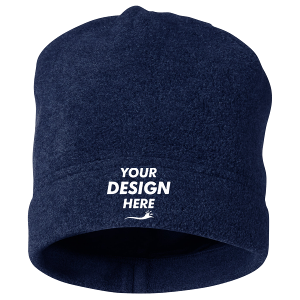 Core 365 Journey Fleece Beanie, Classic Navy, Front view, Mockup