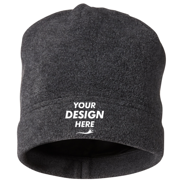Core 365 Journey Fleece Beanie, Heather Charcoal, Front view, Mockup