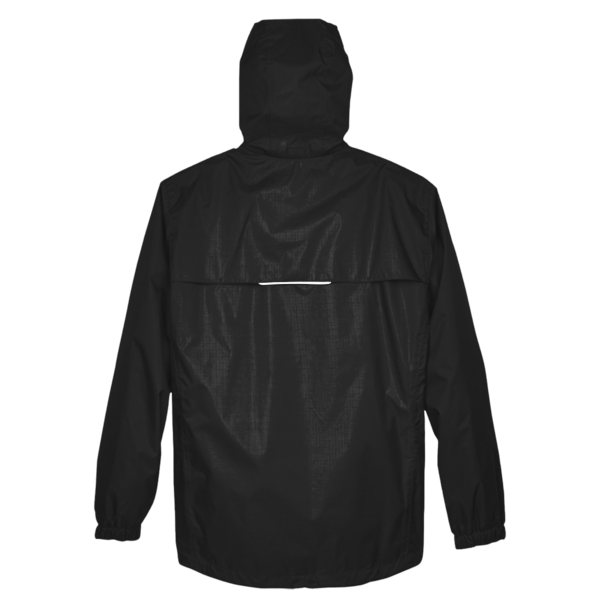 Core 365 Men's Climate Seam Sealed Lightweight Variegated Ripstop Jacket, Black, Back view