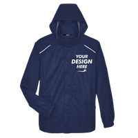 Core 365 Men's Climate Seam Sealed Lightweight Variegated Ripstop Jacket, Classic Navy, Front view, Mockup