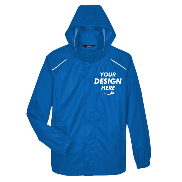 Core 365 Men's Climate Seam Sealed Lightweight Variegated Ripstop Jacket, True Royal, Front view, Mockup