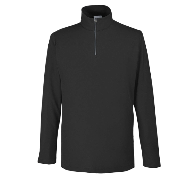 Core 365 Men's Fusion ChromaSoft™ Pique Quarter-Zip Pullover, Black, Front view