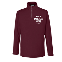 Core 365 Men's Fusion ChromaSoft™ Pique Quarter-Zip Pullover, Burgundy, Front view, Mockup