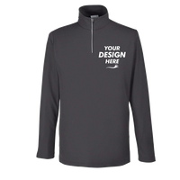 Core 365 Men's Fusion ChromaSoft™ Pique Quarter-Zip Pullover, Carbon, Front view, Mockup