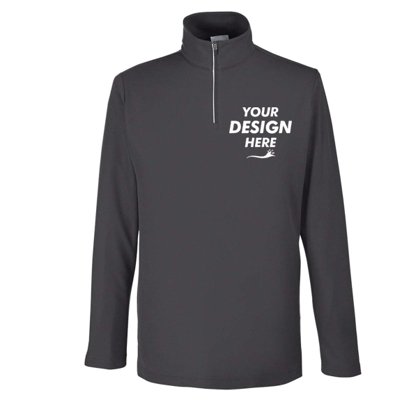 Core 365 Men's Fusion ChromaSoft™ Pique Quarter-Zip Pullover, Carbon, Front view, Mockup