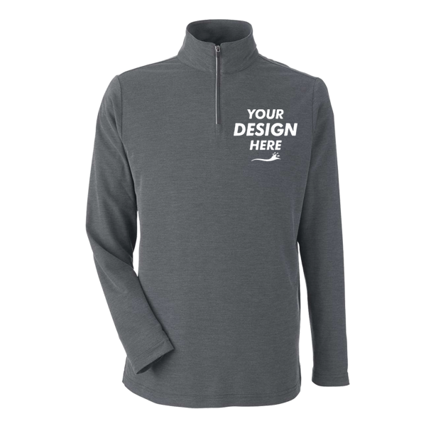 Core 365 Men's Fusion ChromaSoft™ Pique Quarter-Zip Pullover, Carbon Heather, Front view, Mockup