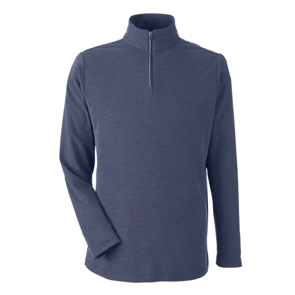 Core 365 Men's Fusion ChromaSoft™ Pique Quarter-Zip Pullover, Classic Navy Heather, Front view