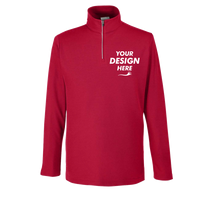 Core 365 Men's Fusion ChromaSoft™ Pique Quarter-Zip Pullover, Classic Red, Front view, Mockup