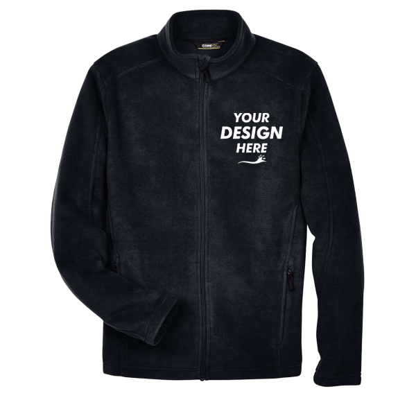 Core 365 Men's Journey Fleece Jacket, Black, Front view, Mockup