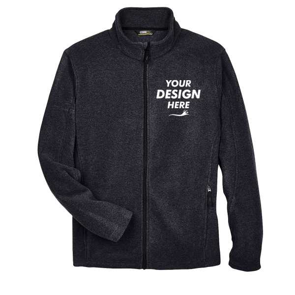Core 365 Men's Journey Fleece Jacket, Heather Charcoal, Front view, Mockup