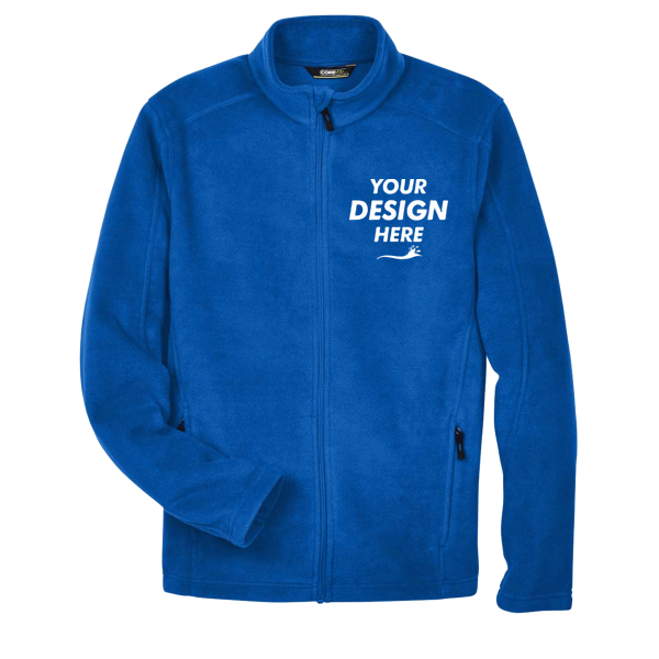Core 365 Men's Journey Fleece Jacket, True Royal, Front view, Mockup