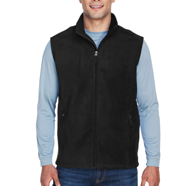 Core 365 Men's Journey Fleece Vest, Black, Front view
