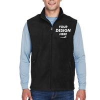 Core 365 Men's Journey Fleece Vest, Black, Front view, Mockup