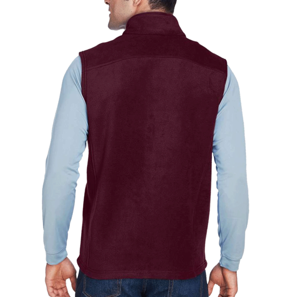 Core 365 Men's Journey Fleece Vest, Burgundy, Back view