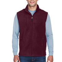Core 365 Men's Journey Fleece Vest, Burgundy, Front view