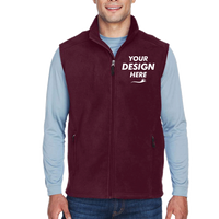 Core 365 Men's Journey Fleece Vest, Burgundy, Front view, Mockup