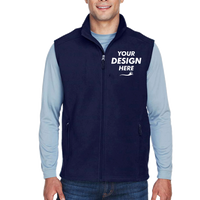 Core 365 Men's Journey Fleece Vest, Classic Navy, Front view, Mockup