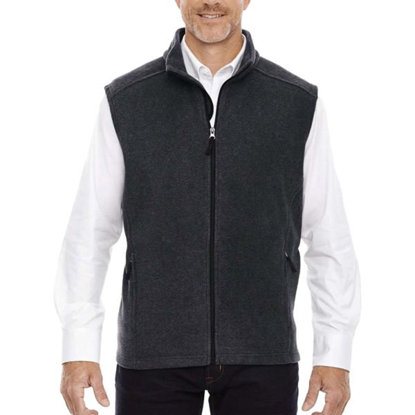 Core 365 Men's Journey Fleece Vest, Heather Charcoal, Front view