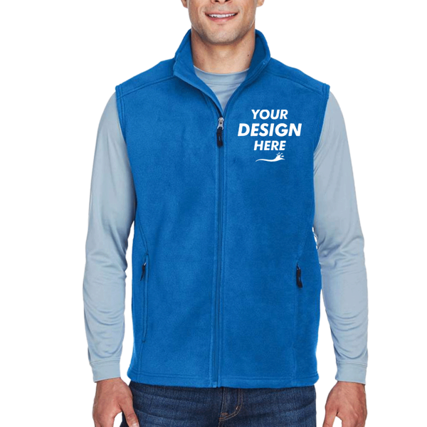 Core 365 Men's Journey Fleece Vest, True Royal, Front view, Mockup