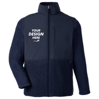 Core 365 Men's Journey Summit Hybrid Full-Zip, Classic Navy / Classic Navy, Front view, Mockup